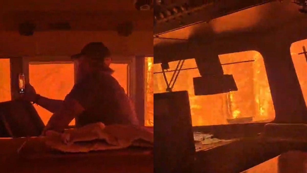 VIDEO | Imagini apocaliptice din Canada. Un tren, prins în mijlocul unui incendiu de vegetație