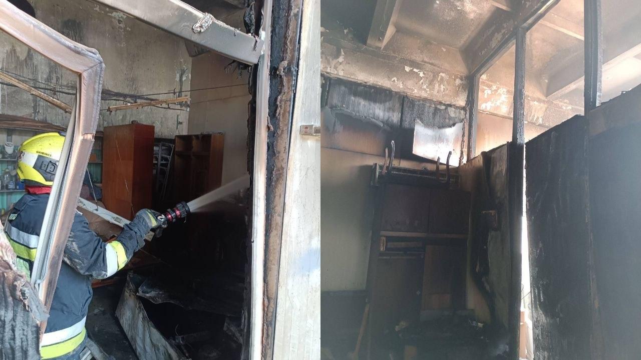 Incendiu într-un atelier de restaurare a ușilor din Chișinău. Un muncitor a ajuns la spital
